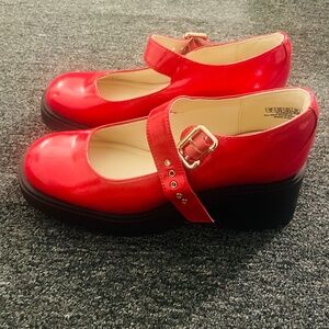 Cherry Red Chunky Heel Mary Janes
